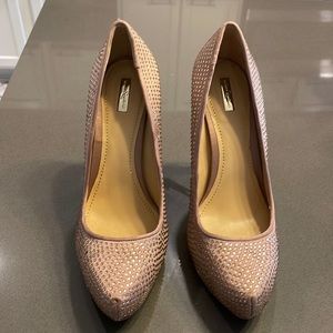 Report Signature nude rhinestone pumps